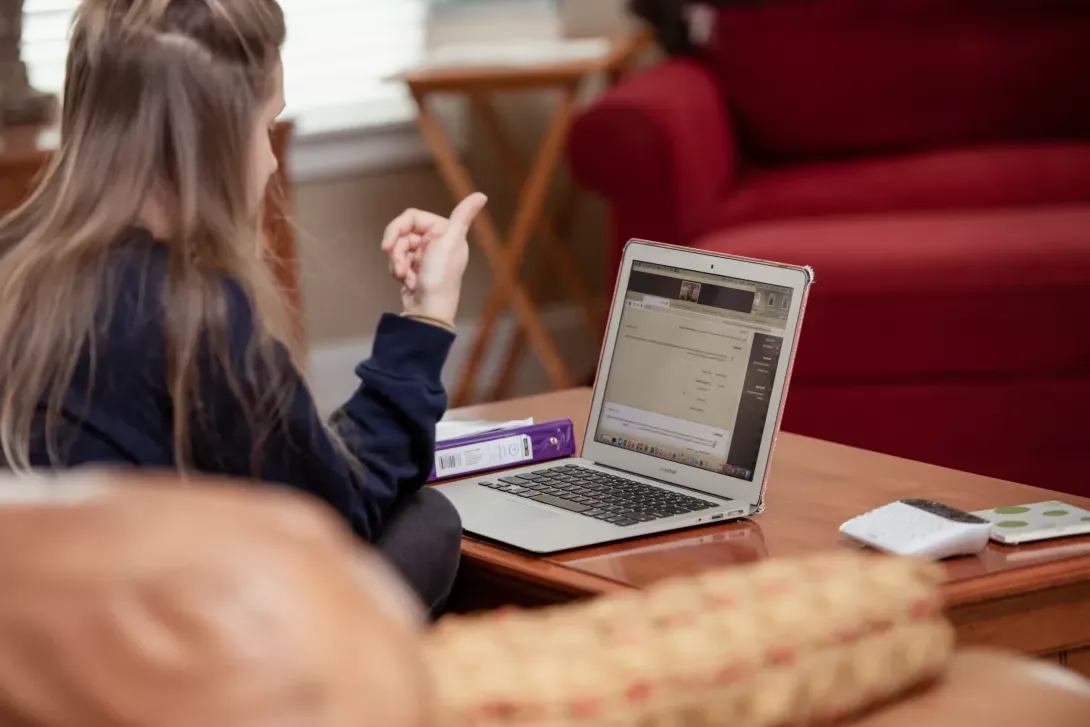 Student taking a class online